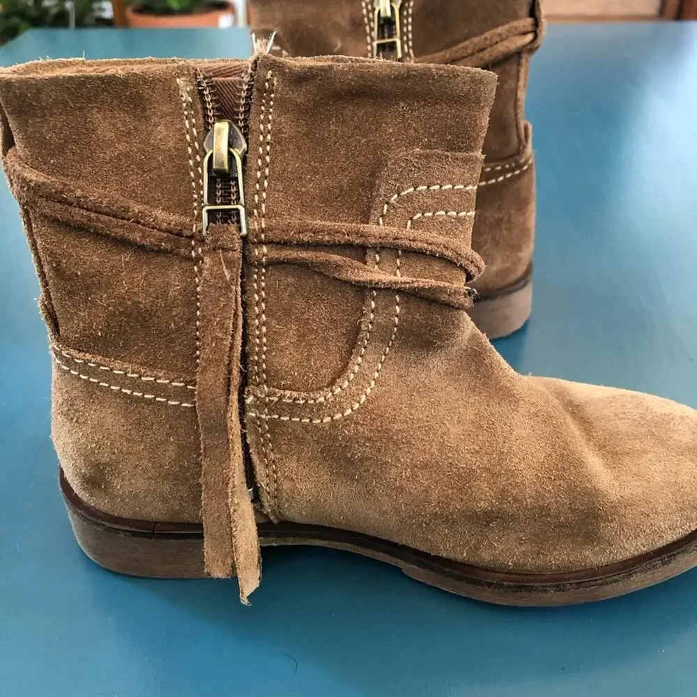 Zara Girls Suede Leather Boots Size 11.5